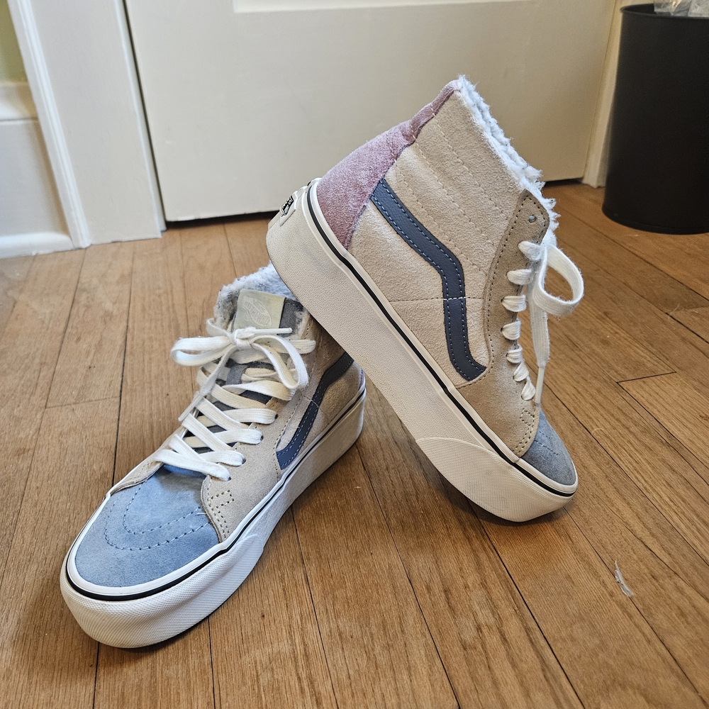 Vans Blue and Tan High-Top Stackform Sneakers